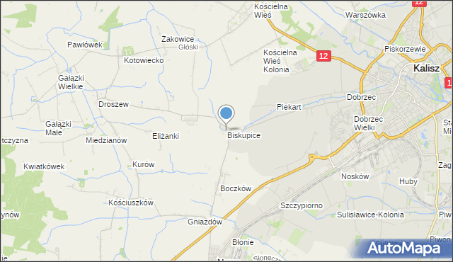 mapa Biskupice, Biskupice gmina Nowe Skalmierzyce na mapie Targeo